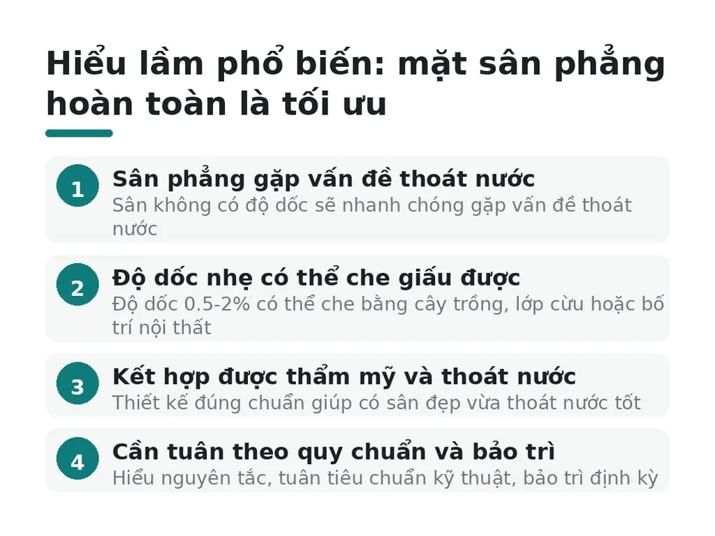 Hiểu lầm phổ biến: mặt sân phẳng hoàn toàn là tối ưu