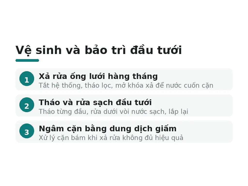 5 bước vệ sinh và bảo trì đầu tưới hiệu quả