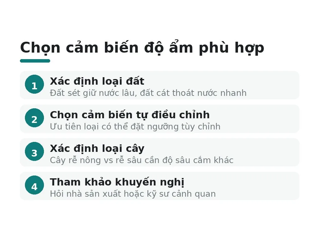 Cách chọn cảm biến độ ẩm đất phù hợp với loại đất và cây trồng?