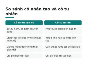 So sánh cỏ nhân tạo và cỏ tự nhiên