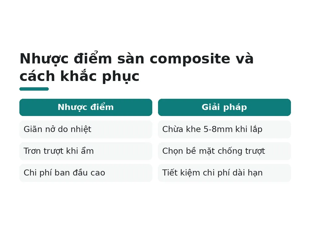 Sàn composite có nhược điểm gì và khắc phục ra sao?