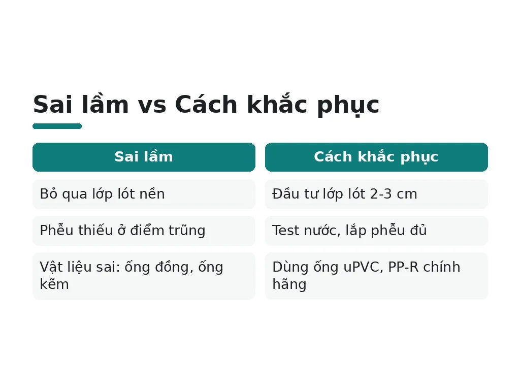 Sai lầm phổ biến khi thiết kế thoát nước sân vườn