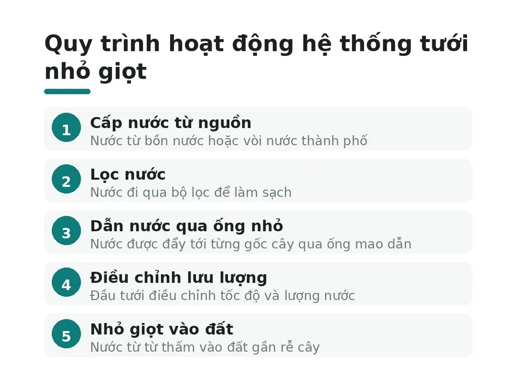 Quy trình hoạt động hệ thống tưới nhỏ giọt