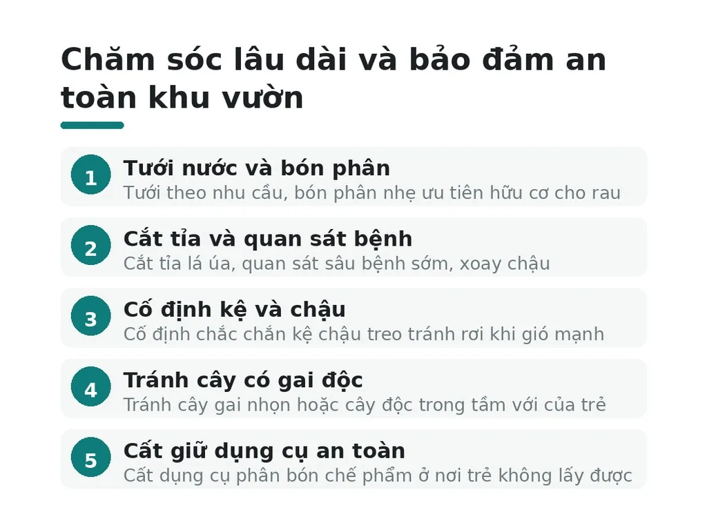Bước 5: Chăm sóc lâu dài và bảo đảm an toàn