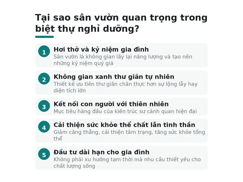 Tại sao sân vườn quan trọng trong biệt thự nghỉ dưỡng?