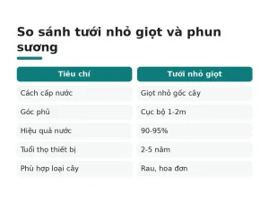 So sánh tưới nhỏ giọt và phun sương