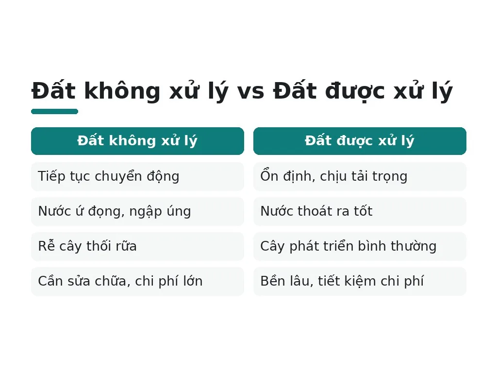 Đất không xử lý vs Đất được xử lý